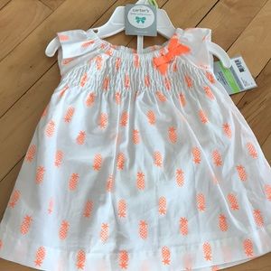 New w/t white w/bright orange pineapples, size 3mo